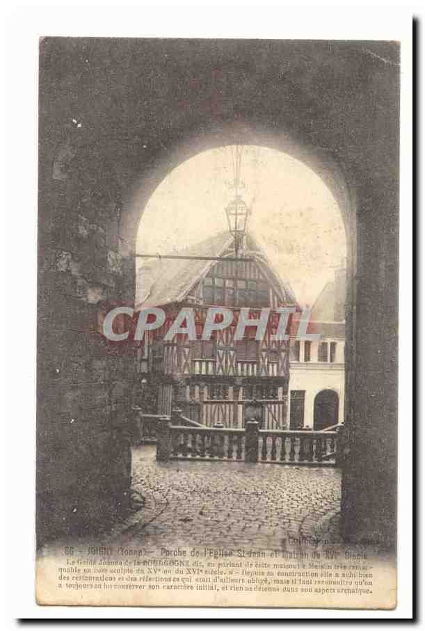 Joigny CPA Porche de l'eglise St Jean et moulin du 16eme
