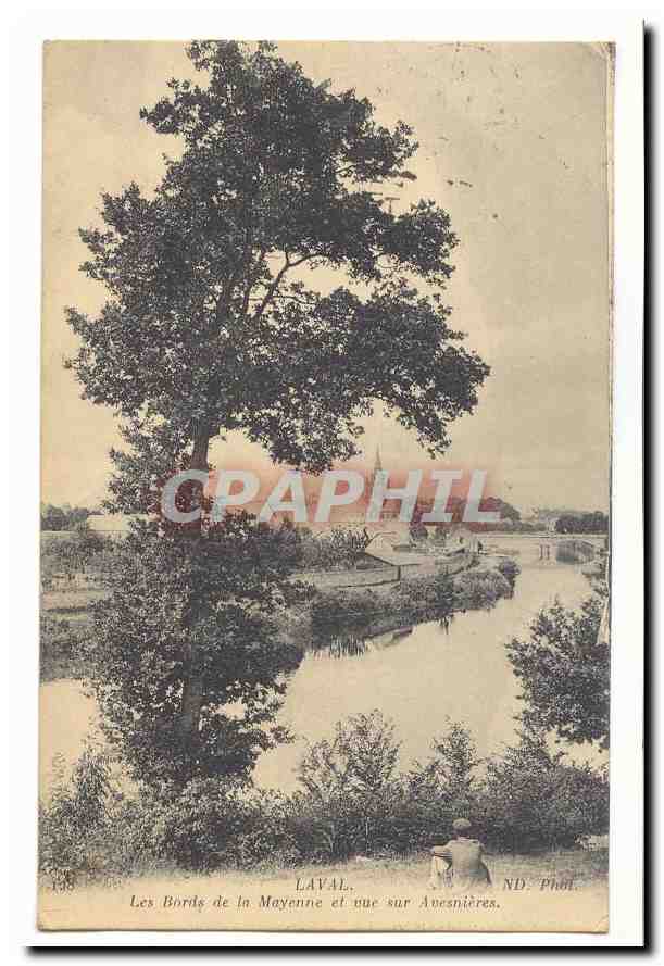 Die Ufer der Mayenne und Aussicht auf Anesnières — LAVAL, ND. Phot.