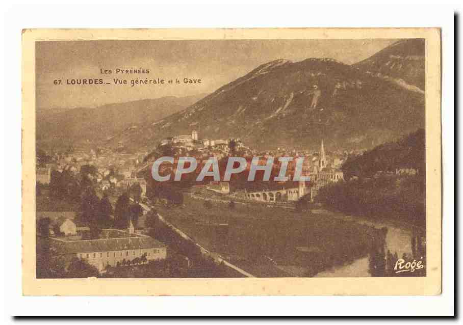 Lourdes CPA Vue generale et le Gave