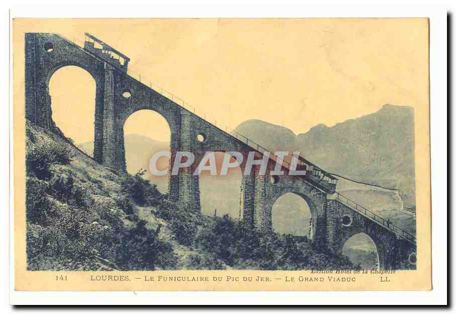 Lourdes CPA Le funiculaire du pic du Jer Le grand viaduc