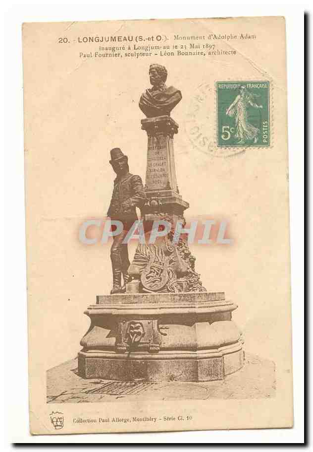 Longjumeau CPA Monument d'Adolphe Adam inaugure le 23 mai 1897
