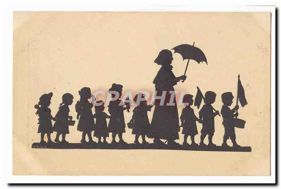 CPA kinderschule Silhuette von Anna Schirmer (enfants)