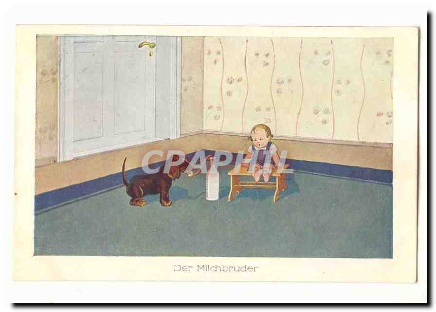 CPA Der Milchbruder (le frere de lait) Chein dog (enfant)