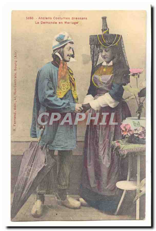 Anciens costumes Bressans CPA La demande en mariage TOP