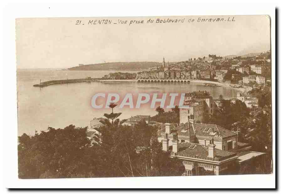 Menton CPA Vue prise du boulevard de Garavan