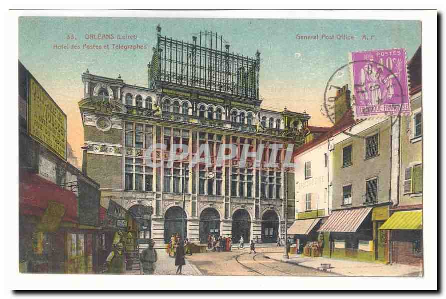 ORleans CPA Hotel des Postes et TElegraphes (colorisee)