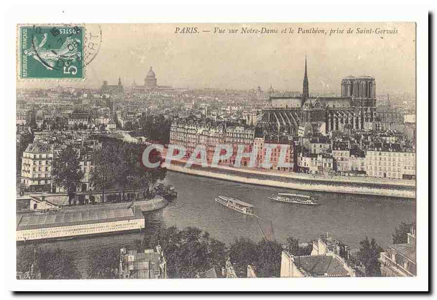 Paris (1er) CPA Vue sur Notre Dame et le Pantheon prise de Saint Gervais