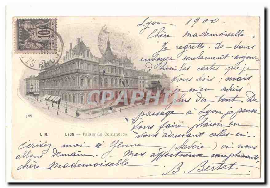 Lyon CPA Palais du commerce (carte precurseur)