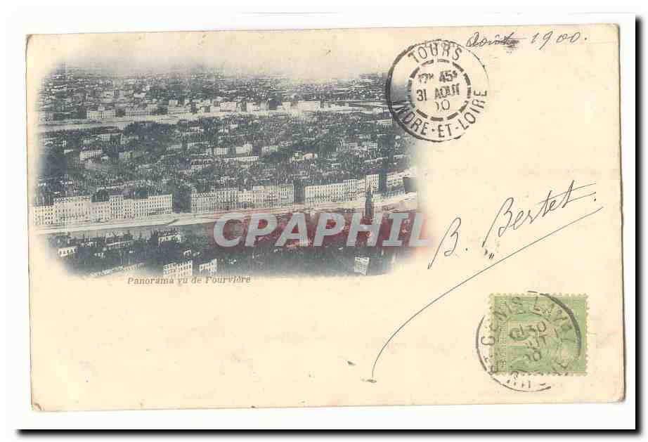 Lyon CPA Panorama vu de Fourvieres (carte precurseur)