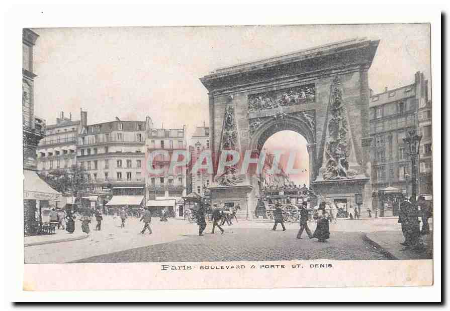 Paris (10eme) CPA Boulevard et Porte Saint Denis