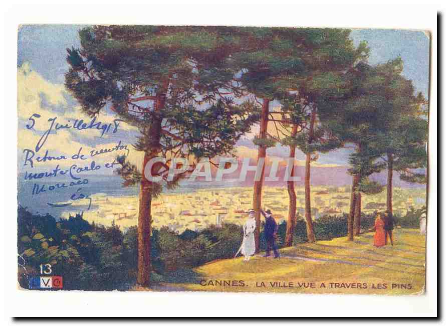 Cannes CPA La ville vue a travers les pins