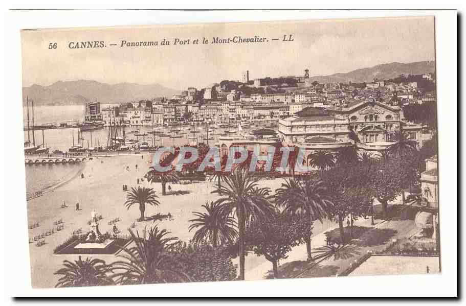 Cannes CPA Panorama du port et le Mont Chevalier
