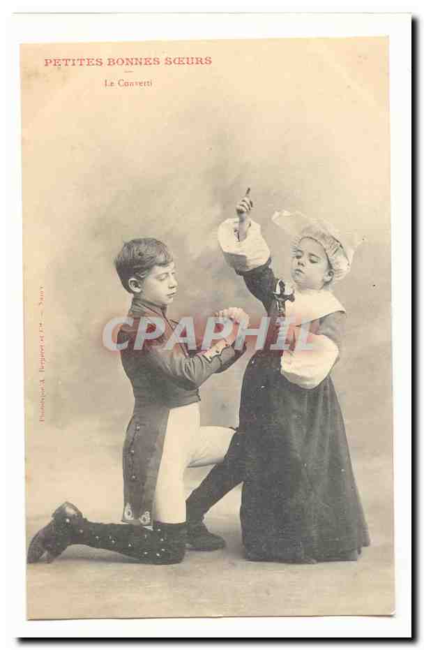 Petites bonnes soeurs CPA Le converti (enfants)