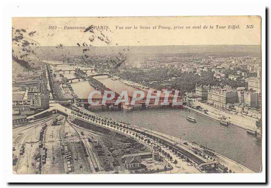 Panorama de PARIS — Vue sur la Seine et Passy, prise en aval de la Tour Eiffel — ND