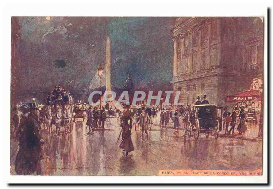 Paris (1er) CPA La place de la Concorde Vue la nuit