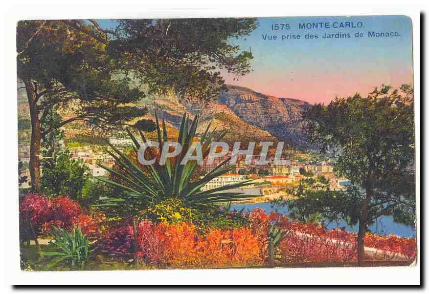 Monte-Carlo — Vue prise des Jardins de Monaco — éditeur non visible, n° de série 1575