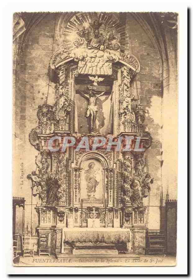 Espagne Espana CPA Fuenterrabia Interior de la iglesia El altar de San jose