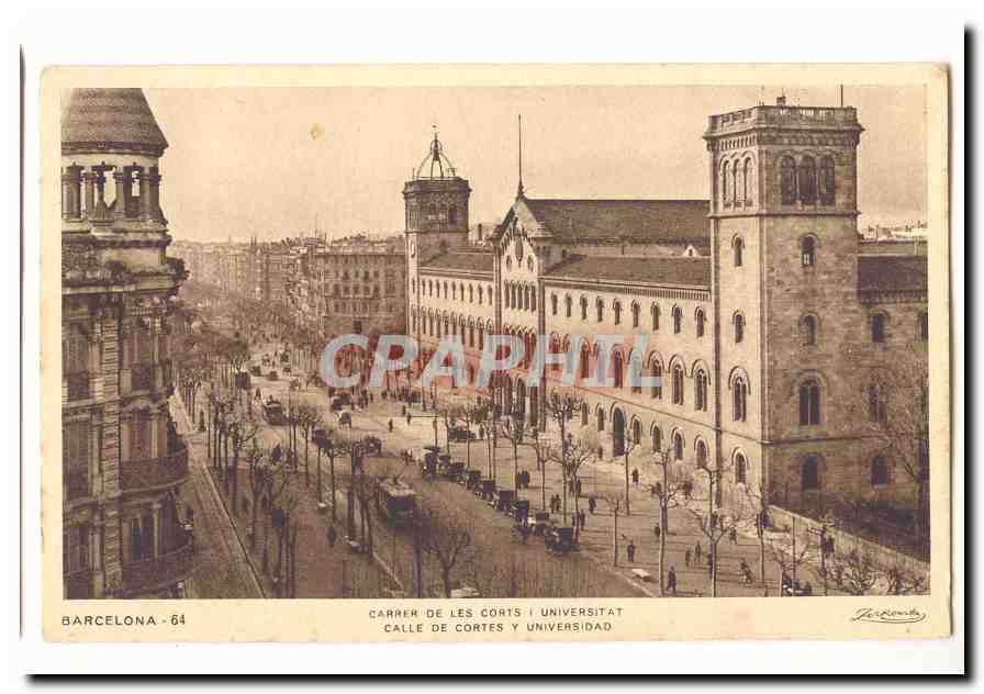 Espagne Espana CPA Barcelona Carrer de les Corts Universitat (university)