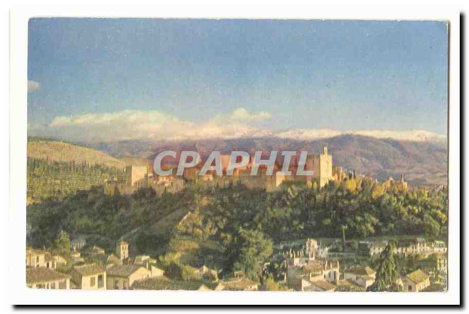 Espagne Espana CPA Granada Amhambra y Sierra Nevada