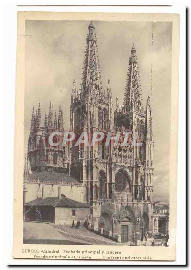 Espagne Espana CPA Burgos Catedral Fachada principal y crucero