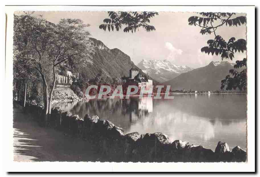 Suisse CPA Lac Leman chateau de Chillon et les dents du Midi
