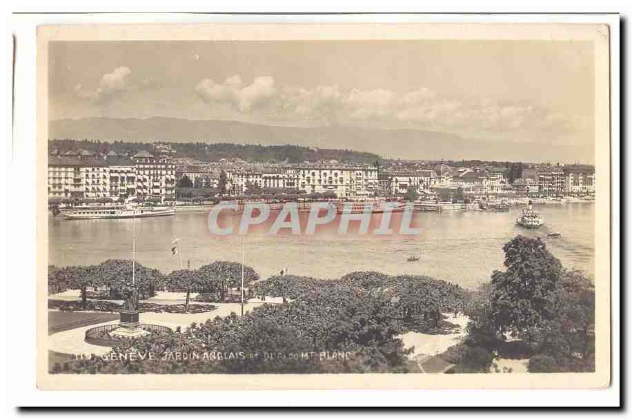 Suisse CPA Geneve Jardin anglais et quai du Montblanc