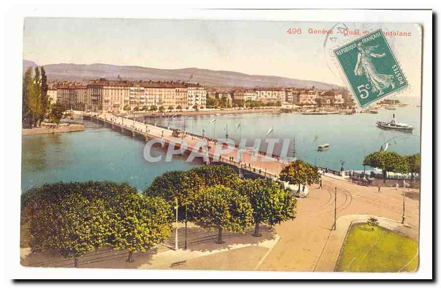 Suisse CPA Geneve Quai et Montblanc