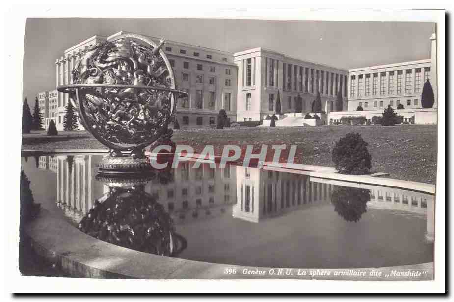 Suisse CPA Geneve ONU La sphere armillaire dite Manshide