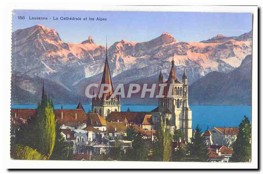 Suisse CPA Lausanne la cathedrale et les Alpes
