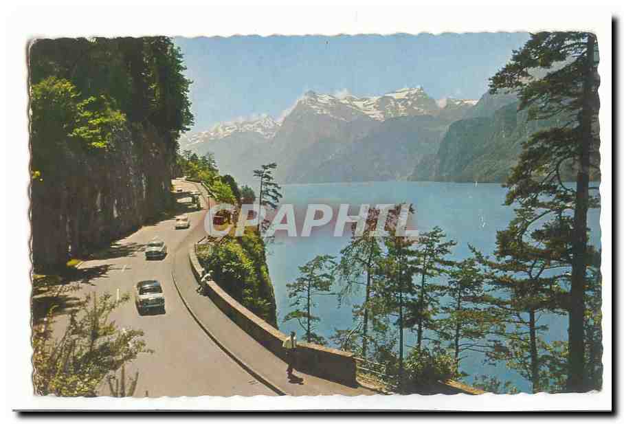 Suisse CPA Axenstrasse am Vierwaldstattersee mit Gitschen und urirotstock