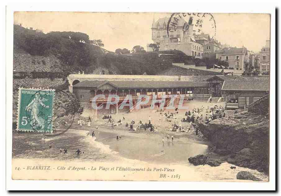 Biarritz CPA Cote d'argent La plage et l'etablissement du Port Vieux