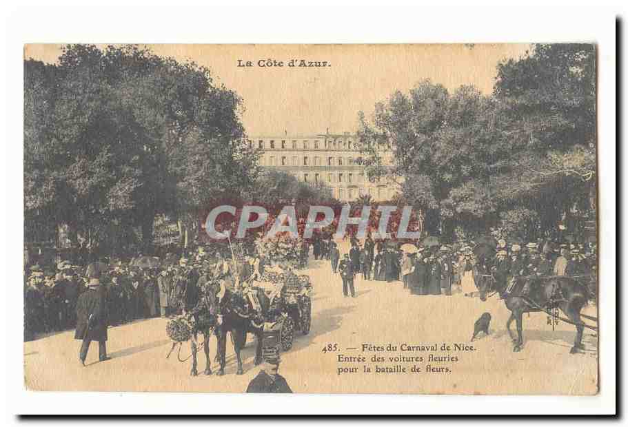 Carnival von Nice — Einlass der blumengeschmückten Wagen für den Blumenkampf — La Côte d'Azur, Nr. 485