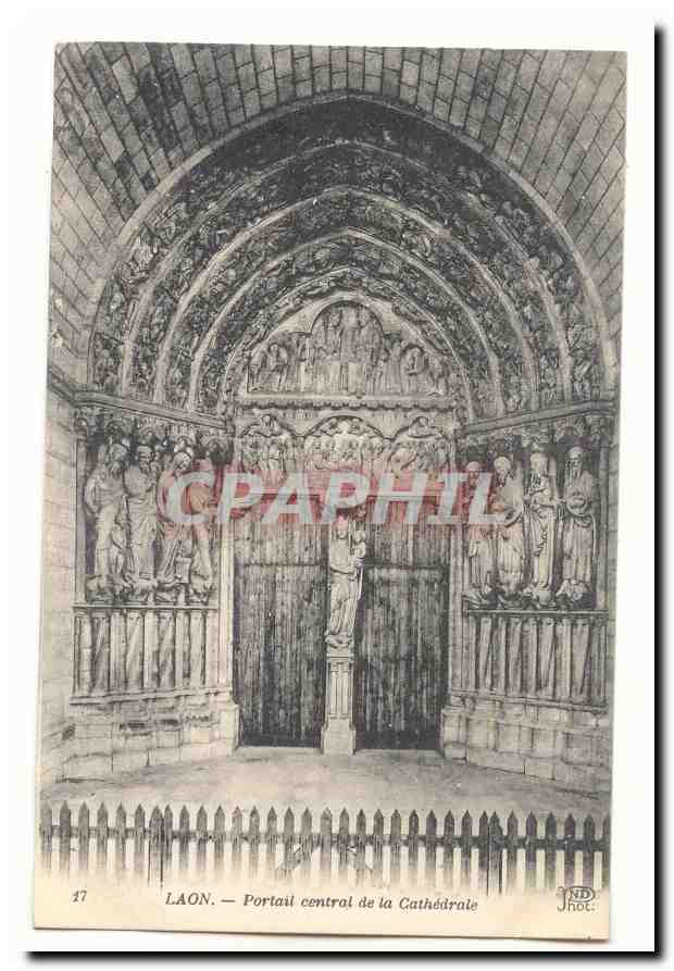Laon CPA Portail central de la cathedrale