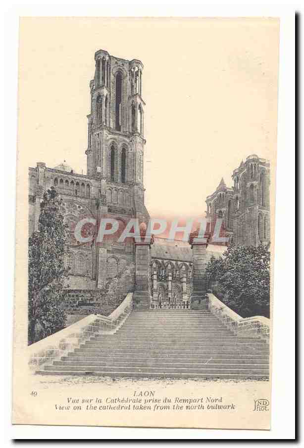 Laon CPA Vue sur la cathedrale prise du remprt Nord