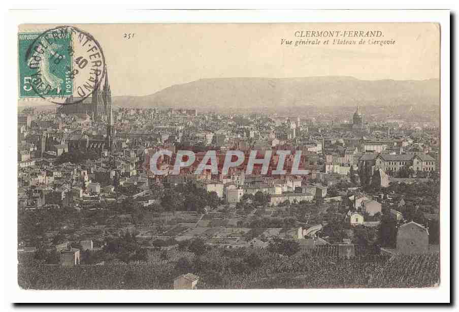 Clermont-Ferrand — Vue générale et Château de Clergovie — éditeur non identifié, n° de série 251