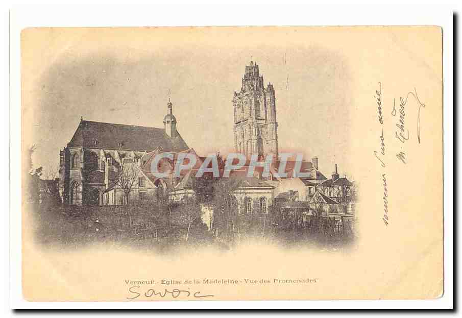 Verneuil CPA Eglise de la Madeleine Vue des promenades