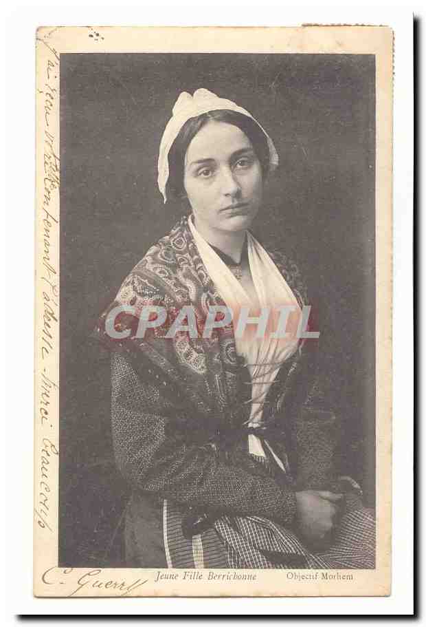 CPA Jeune fille berrichonne (folklore coiffe costume)