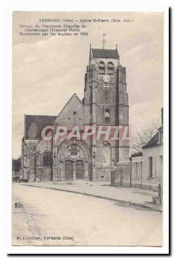 Verberie (Oise) — Église Saint-Pierre (Monument historique) — Vestige de l'ancienne chapelle de Charlemagne (transept nord) bombardée par les Anglais en 1359