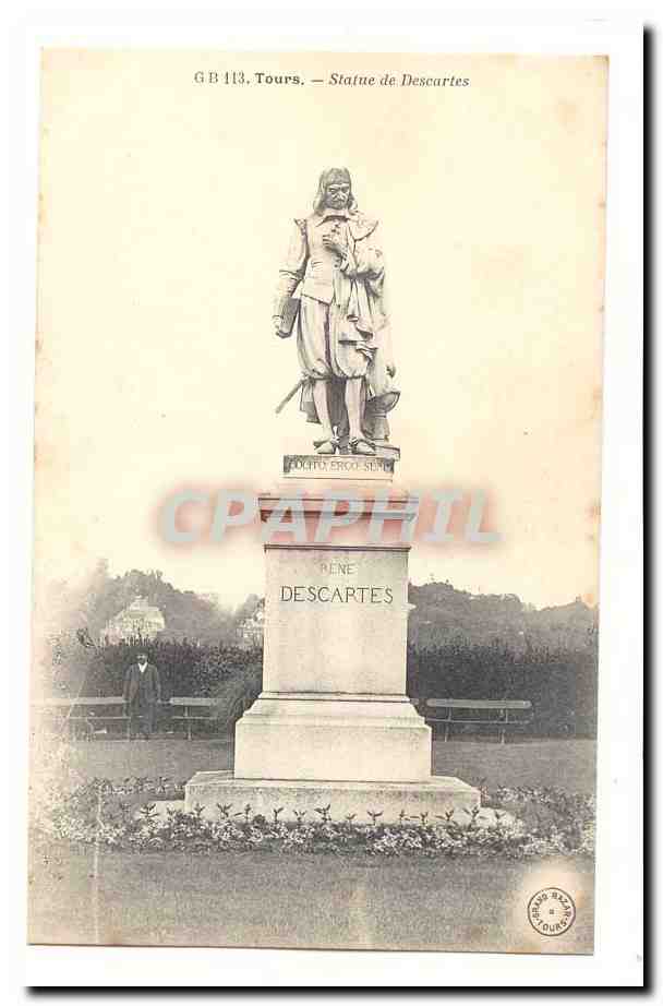 Tours CPA Statue de Descartes