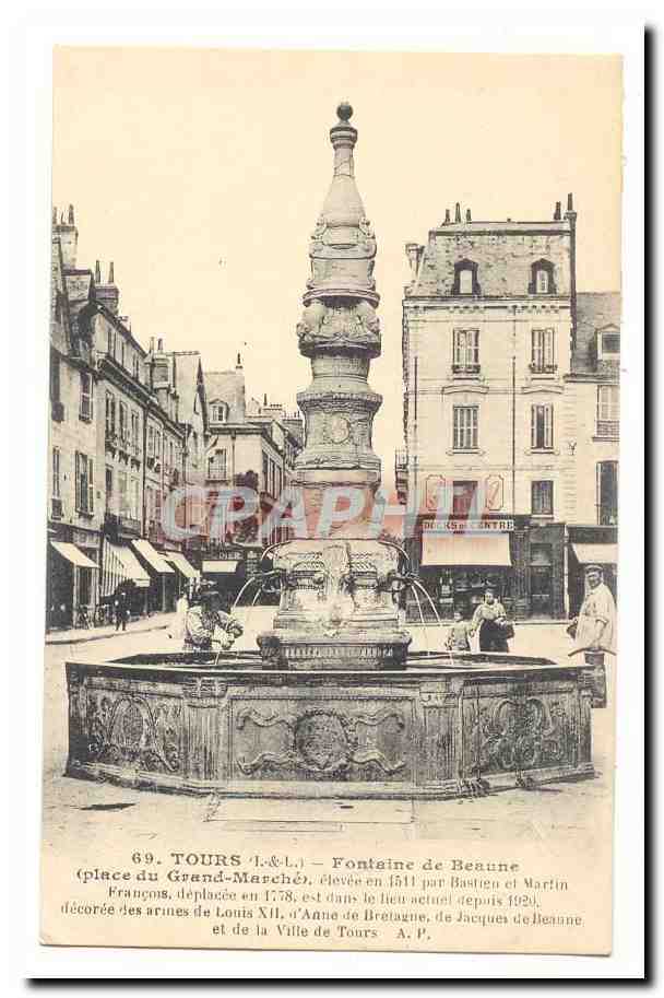 Tours - Fontaine de Beaune (place du Grand-Marché) — éditeur L.&L., n°69