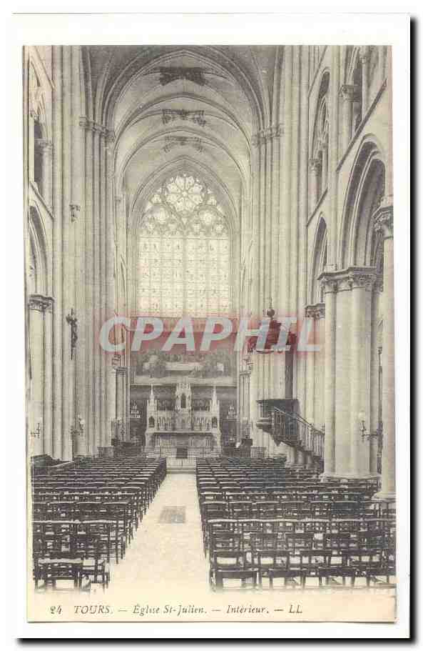 Tours CPA Eglise Saint Julien Interieur