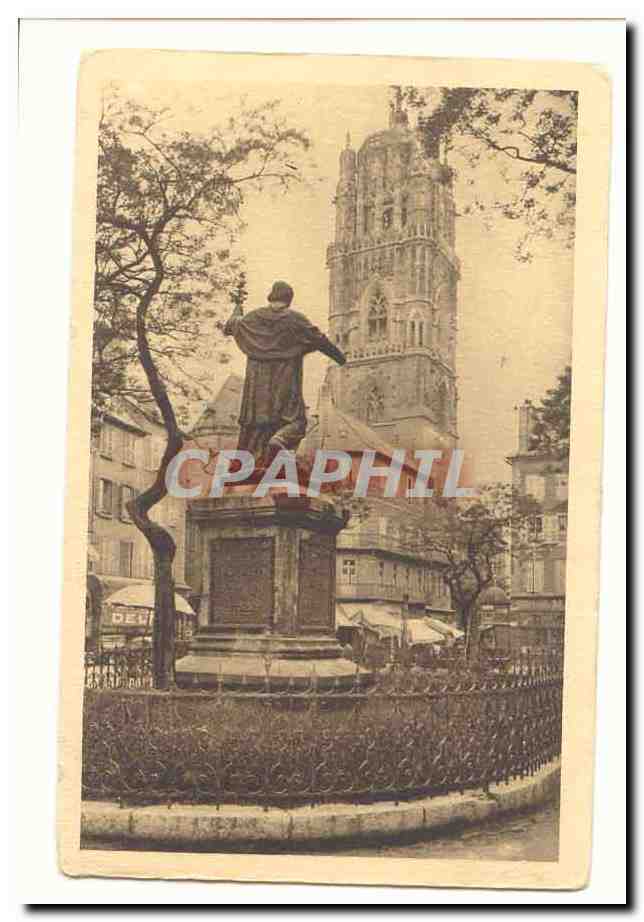 Rodez CPA Place de la cite Statue de Mgr Affre LE clocher