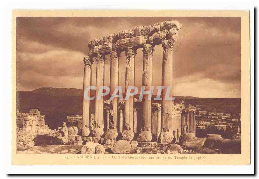 Syrie Baalbek CPA Les 6 dernieres colonnes des 54 du temple de Jupiter Syria