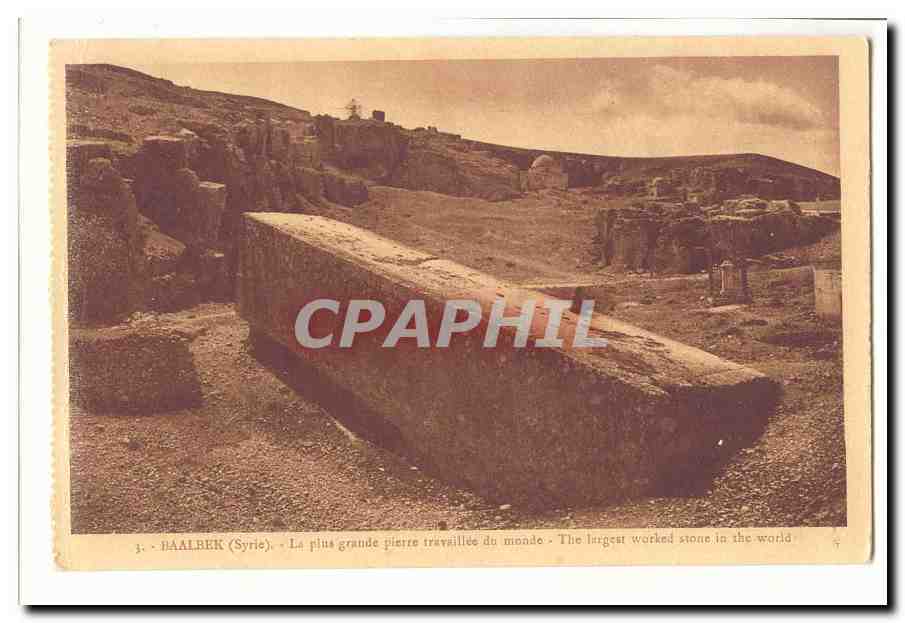 Syrie Baalbek CPA La plus grande pierre travaillee du monde The largest worked stone in the world
