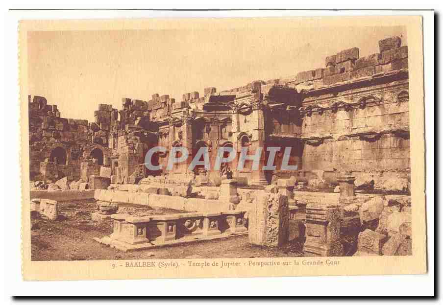 Syrie Baalbek CPA Temple de Jupiter Perspective sur la grande cour Syria