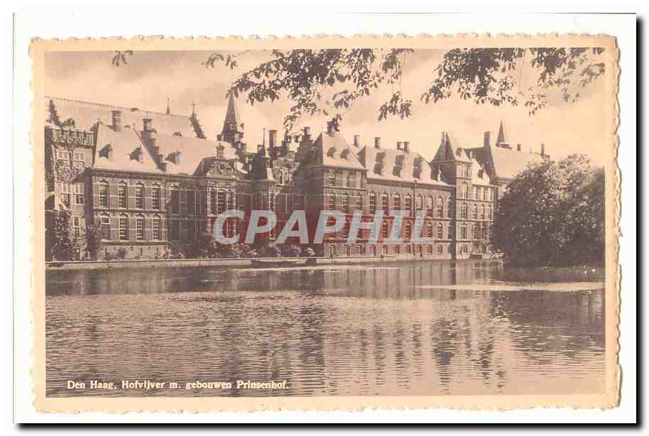 Den Haag, Hofvijver mit Gebäuden des Prinsenhof — Antike Ansichtskarte Philately