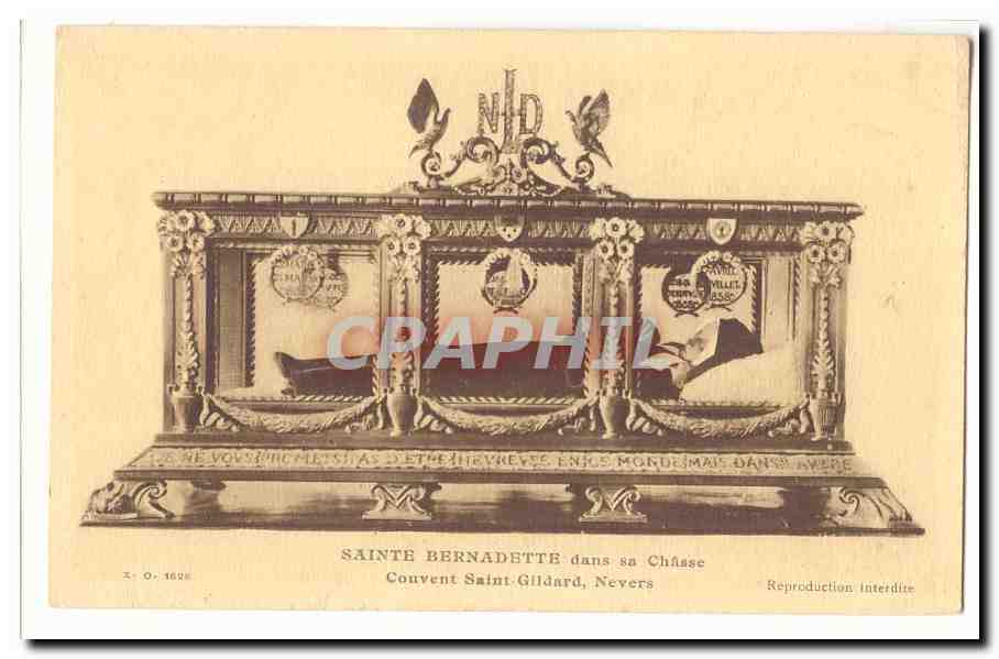 Saint Bernadette dans sa chasse CPA Couvent Saint Gildard Nevers