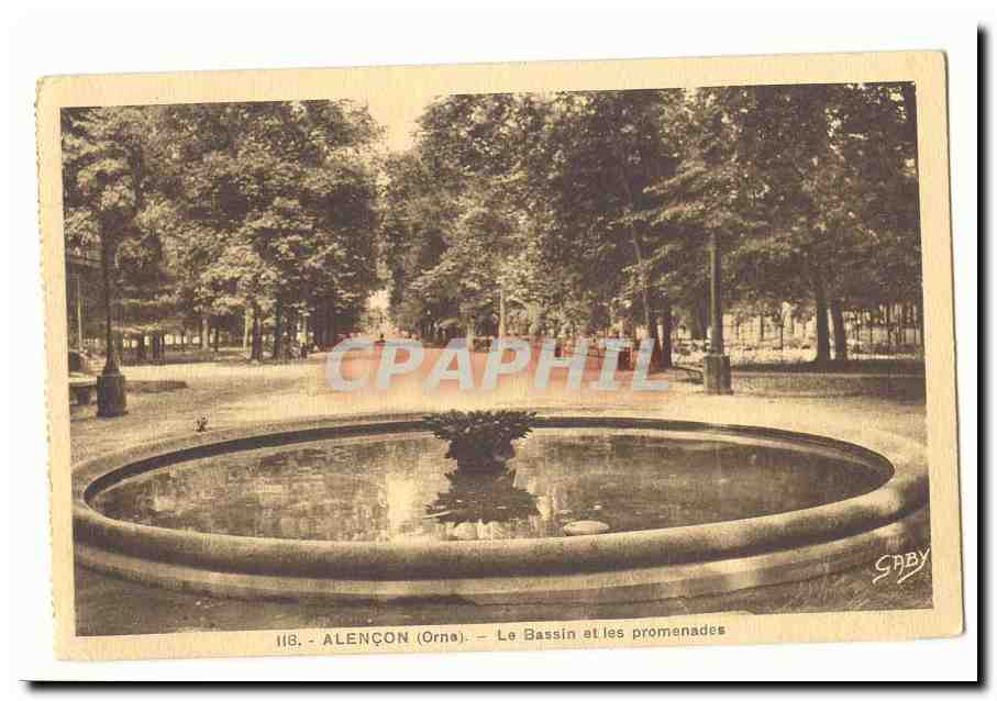 Alencon CPA Le bassin et les promenades