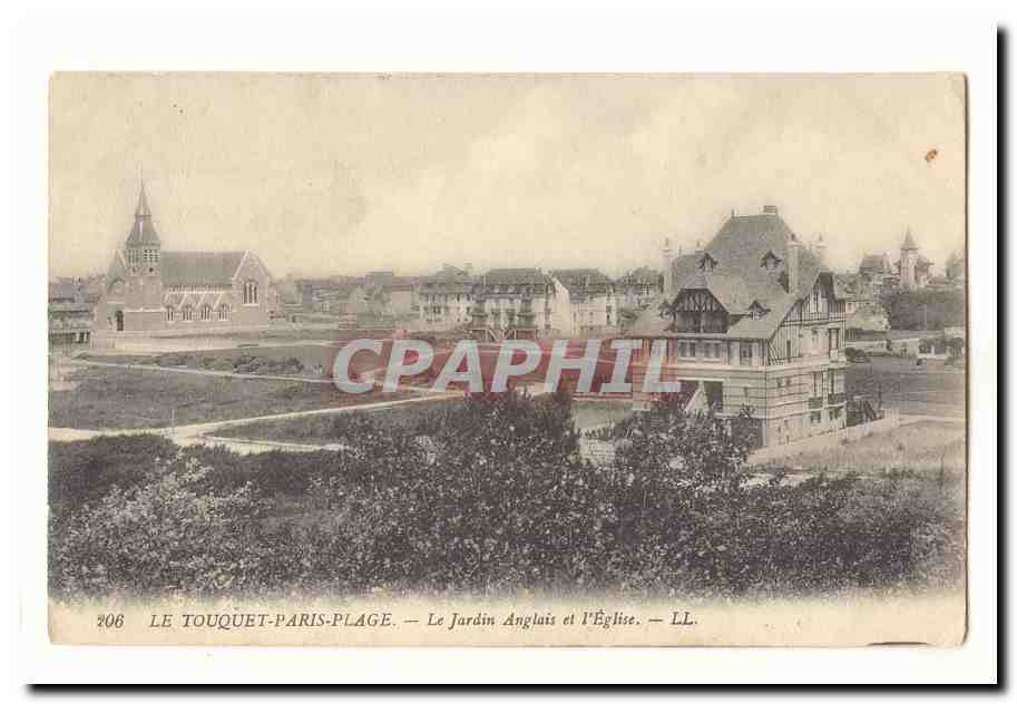 Le Touquet-Paris-Plage — Le Jardin Anglais et l'Église — LL, n° 206