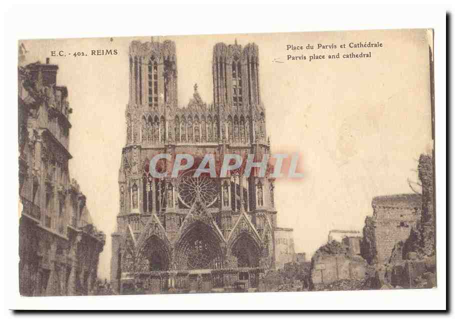 Reims CPA Place du Parvis et cathedrale